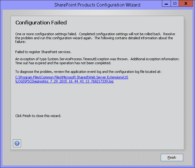 Failed to register SharePoint services